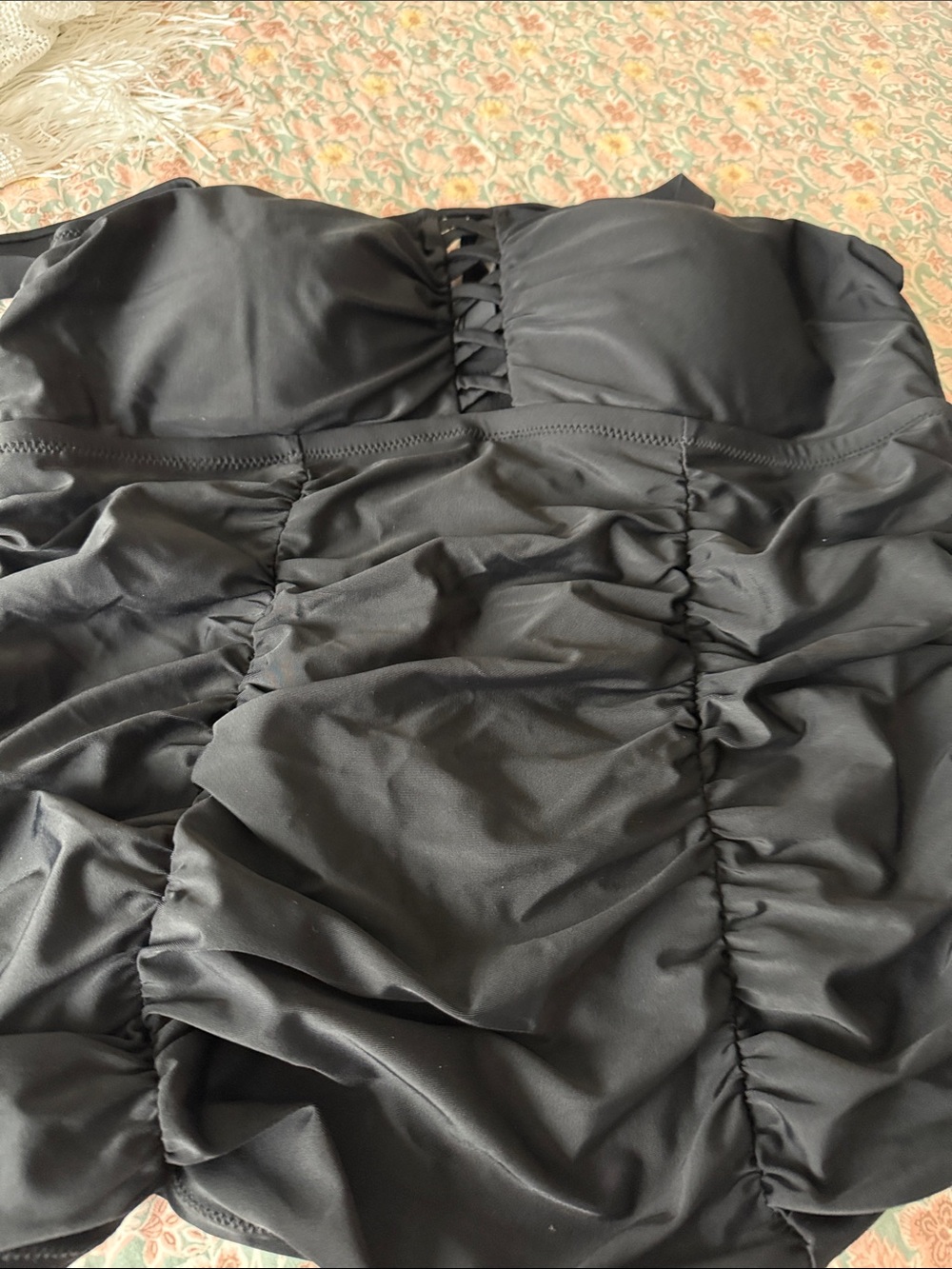 Black Ruched  Swim top